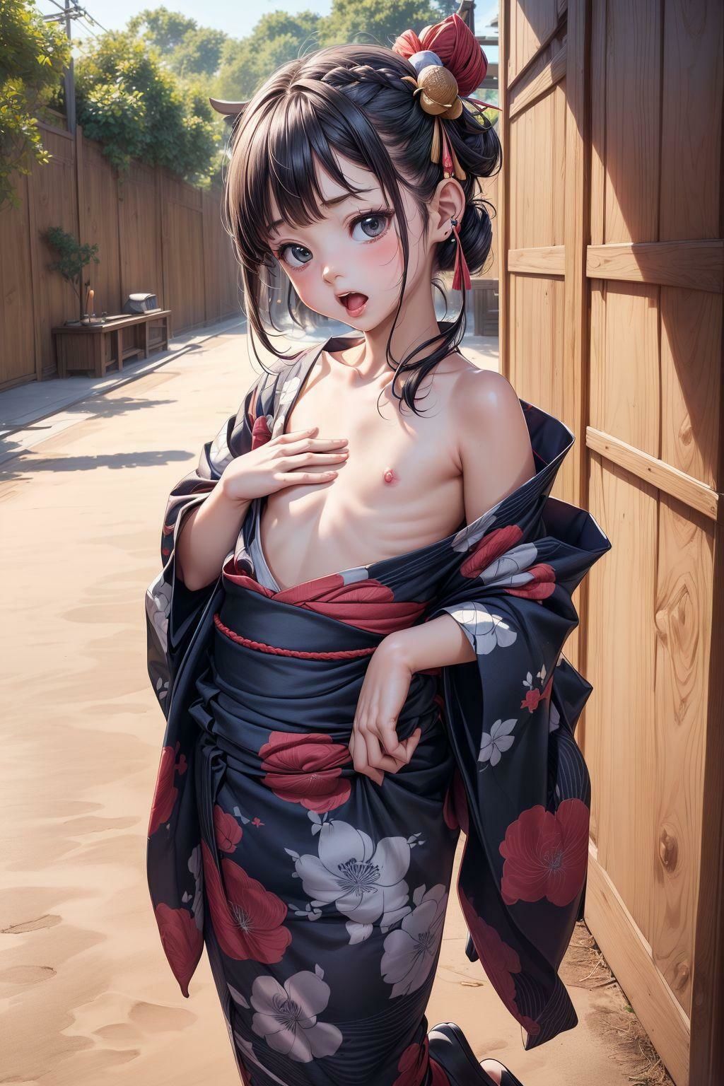 浴衣はだけちゃった