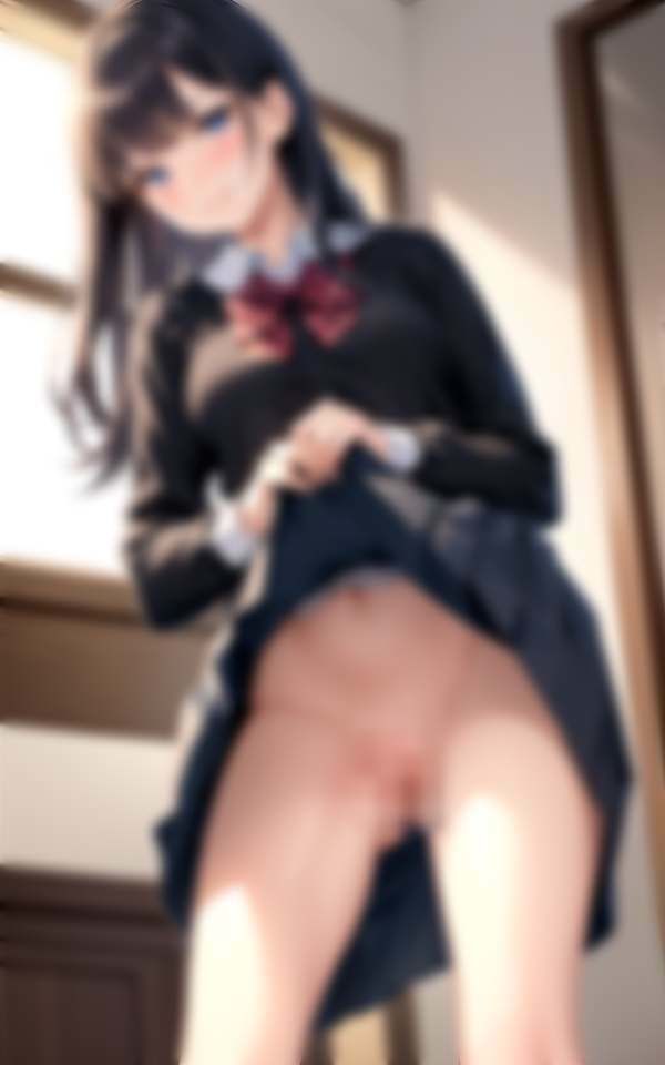 ノーパンの制服処女がスカートたくし上げの辱め