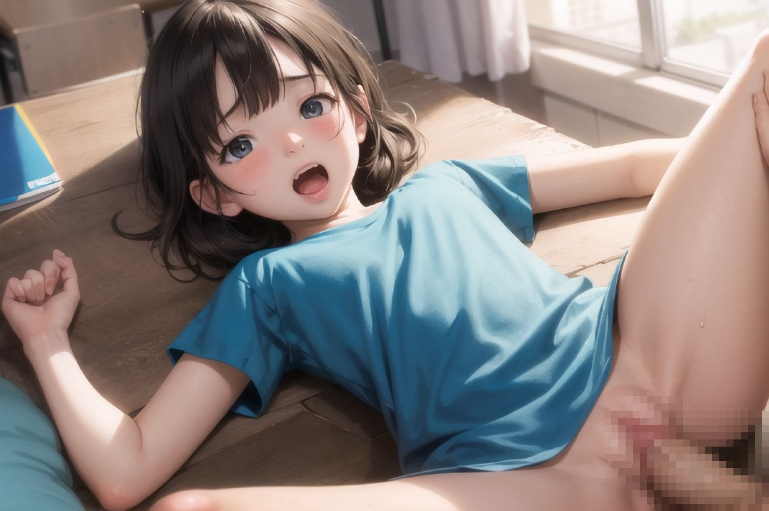 放課後の教室でつるぺた少女たちを性教育レ〇プ
