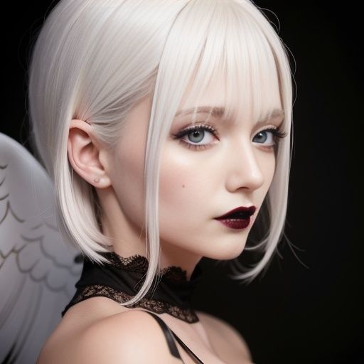 ホワイトヘアーのゴシック天使（セリフなし AI画像集）