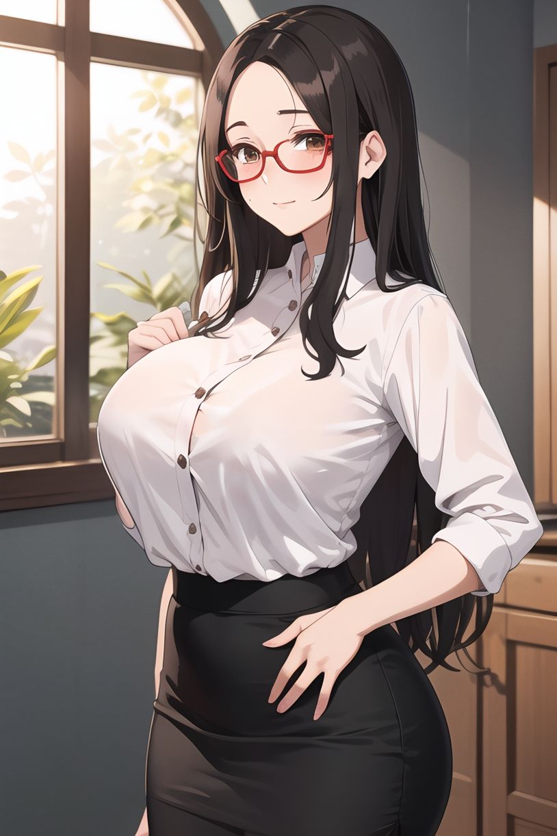 爆乳眼鏡女教師と教室で変態プレイ