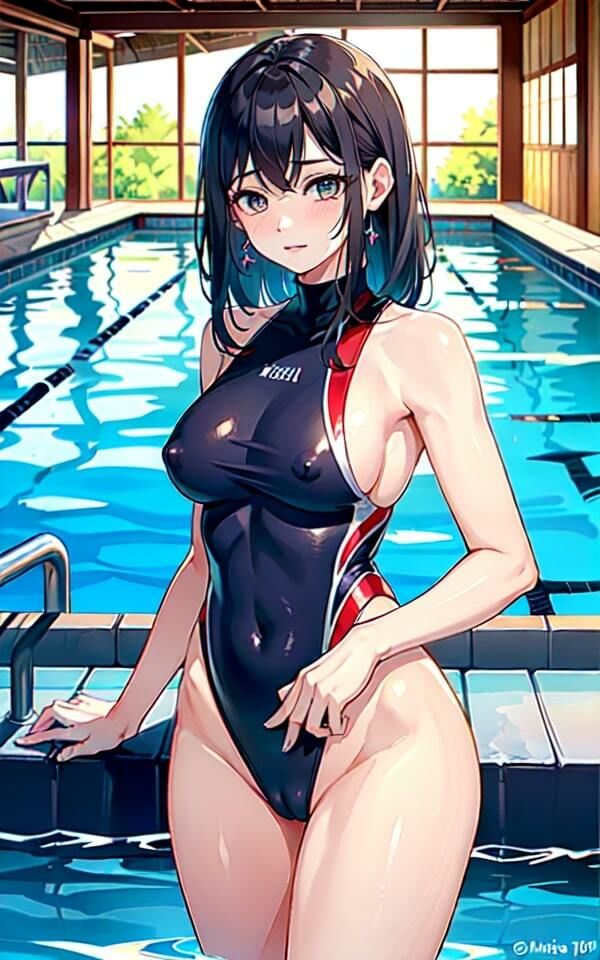 スク水女子の巨乳が気になる