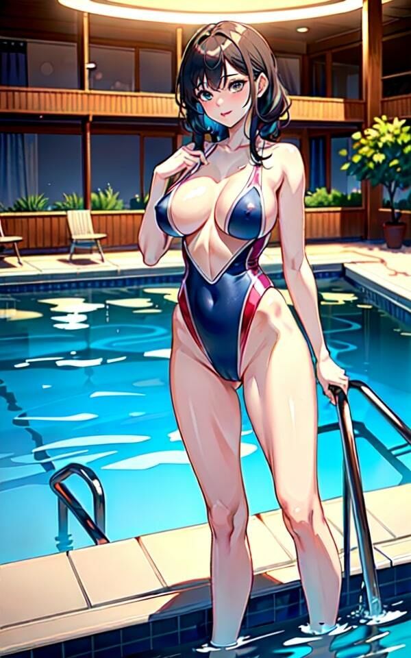 スク水女子の巨乳が気になる