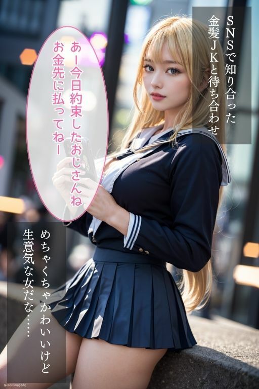 金髪援交JKがおじさんちんぽに堕とされた日