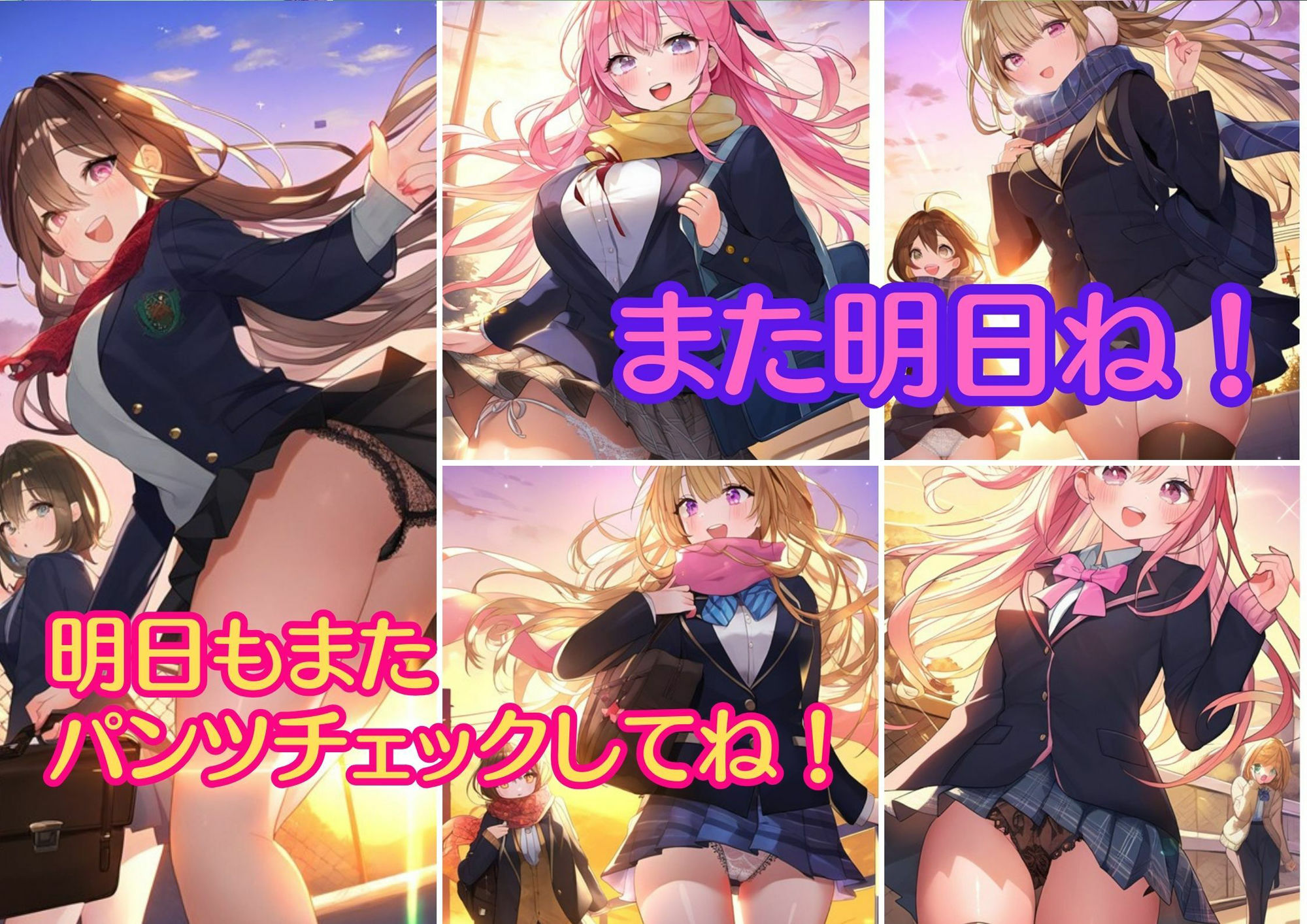 【制服JK・ai生成】美少女の制服スカートの中身！パンツ撮影・盗撮記録500枚/vol.2（女子校生・パンチラ・教室・チアリーダー・体操着・ブルマ・着替え）