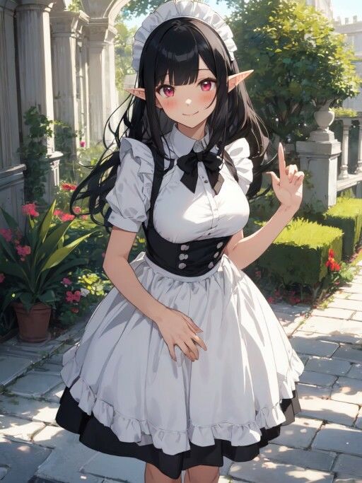 黒髪エルフのメイドさんとイチャラブ