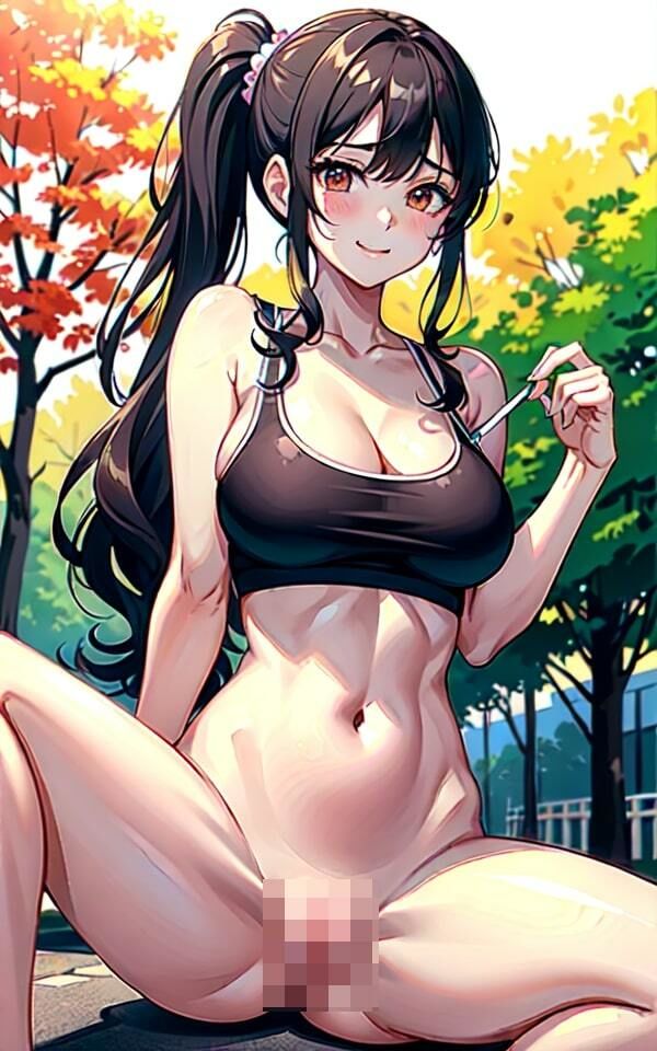 Hな積極的クラスメイトがブルマとスポーツブラ姿でM字開脚で誘惑