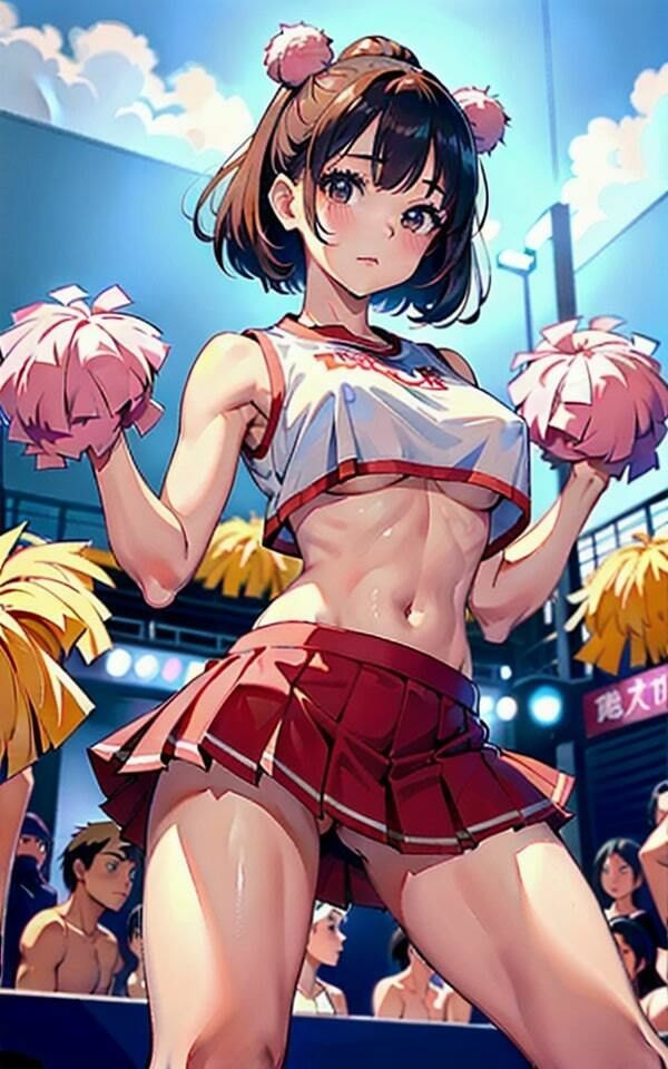 巨乳チアガールみんなの前でおっぱい撮影され放題