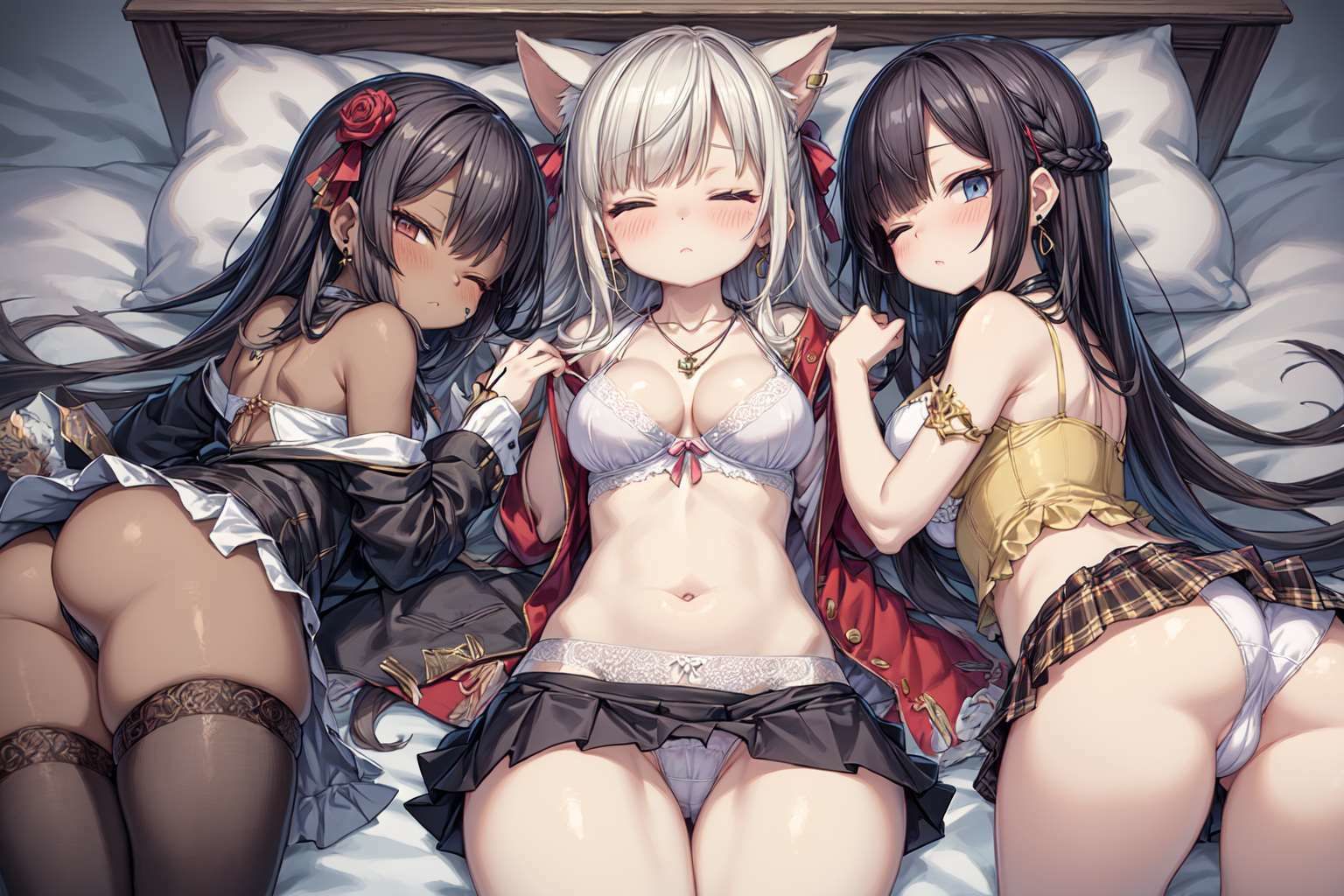 【微エロ】寝そべる女子校生（ギャル・ハーレム・猫耳・連れ込み・催●・睡眠など）【総枚数231枚】