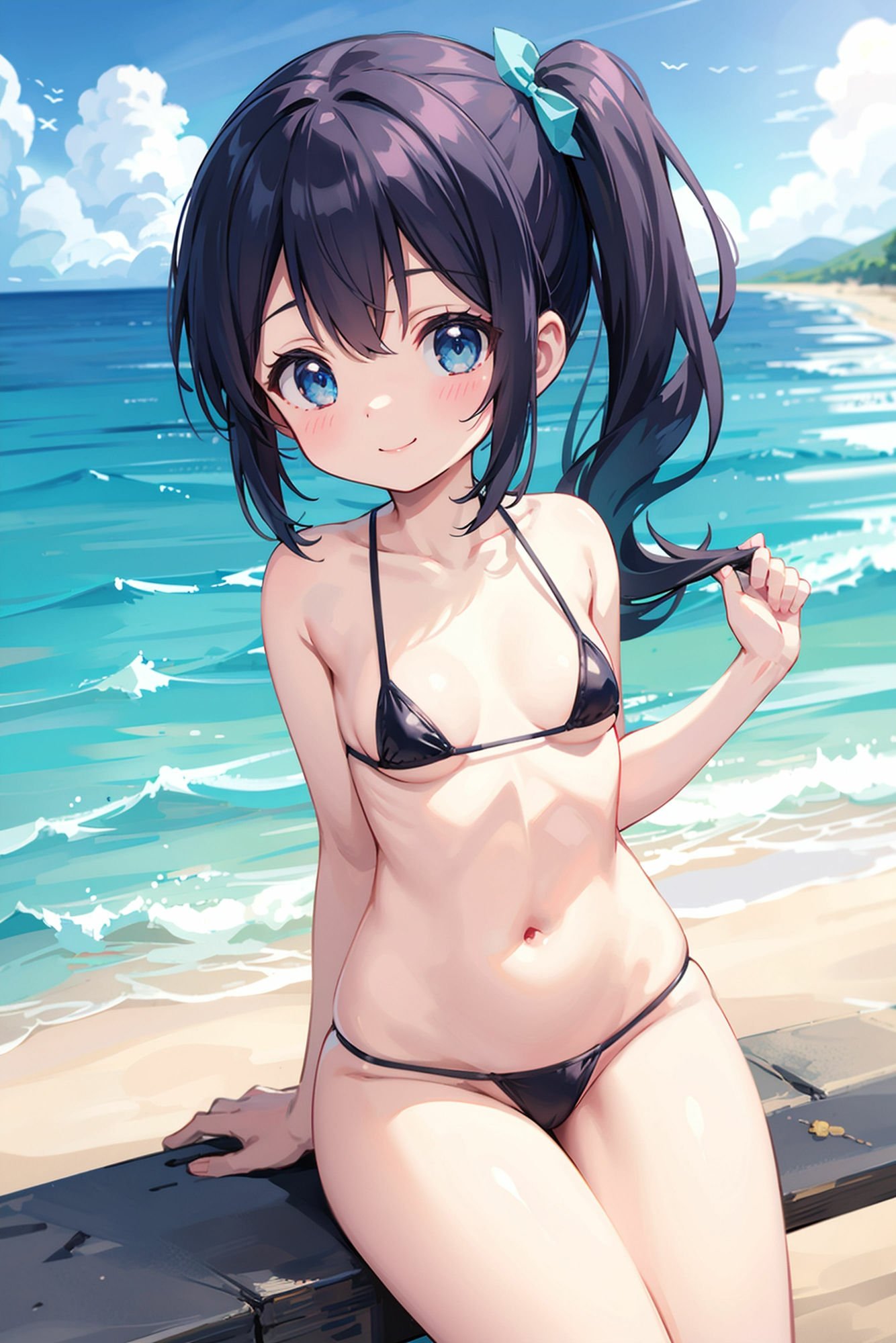 黒髪サイドテールの少女とHな1日デート