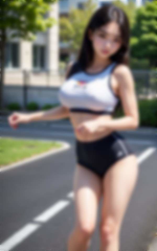 爆乳陸上選手 乳首ポチッノーブラランナー 滴る汗と揺れる爆乳