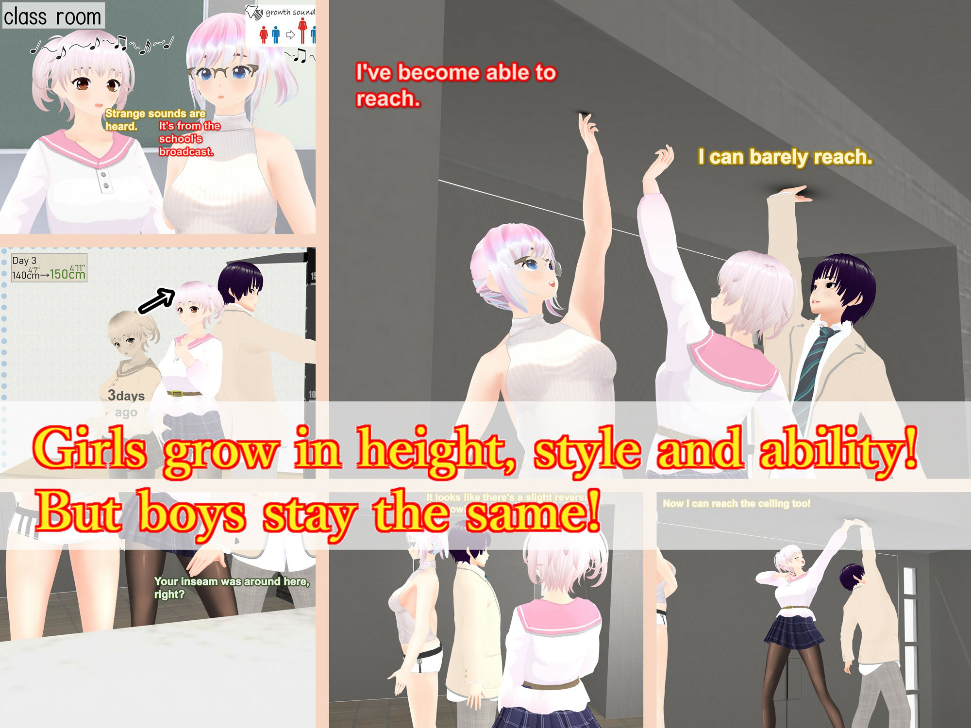 Outgrowing only girls， Overtake boys， Growth sound Low-ceiling room Arc