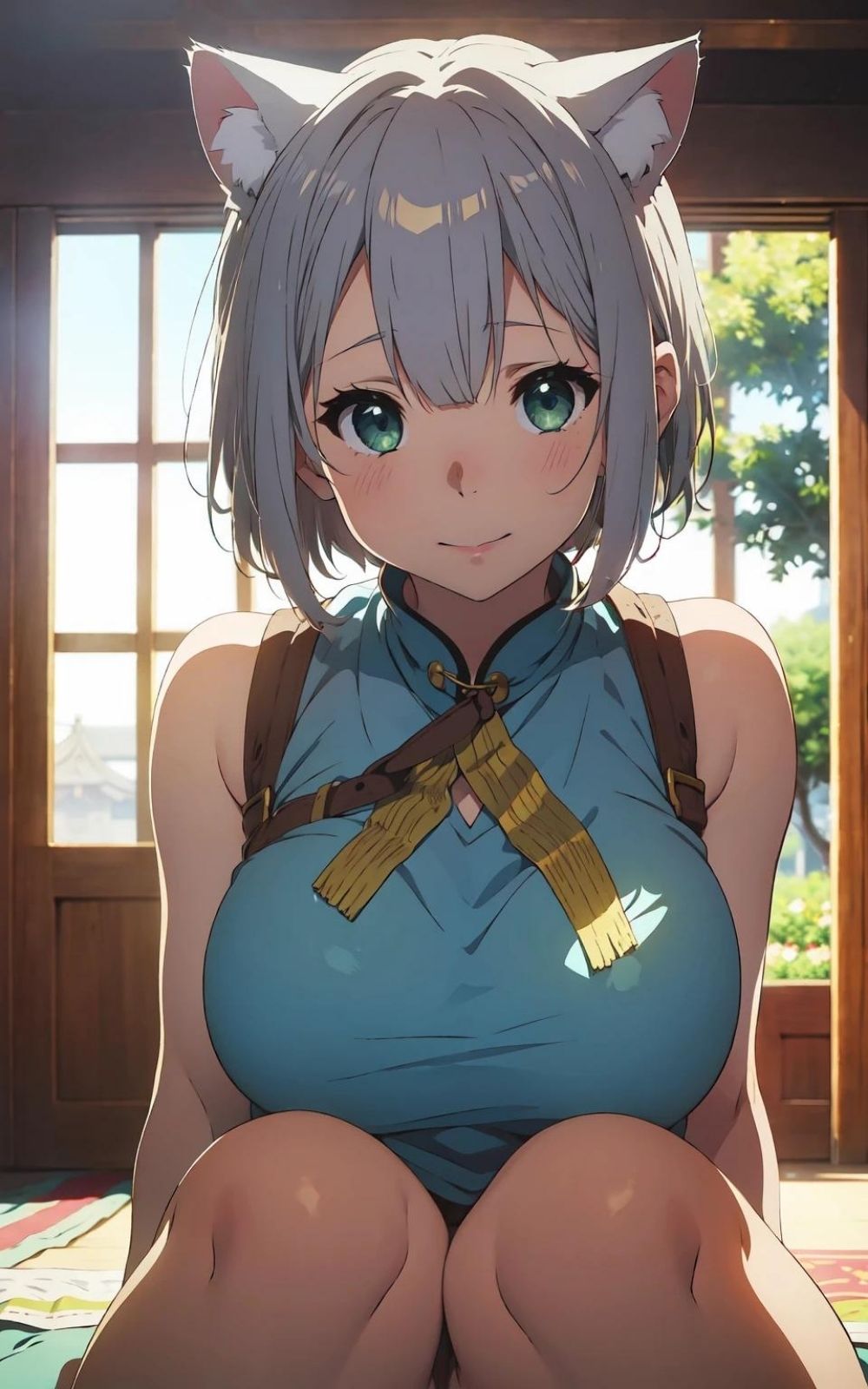 【AI×美少女】銀髪猫娘 中出し絵日記