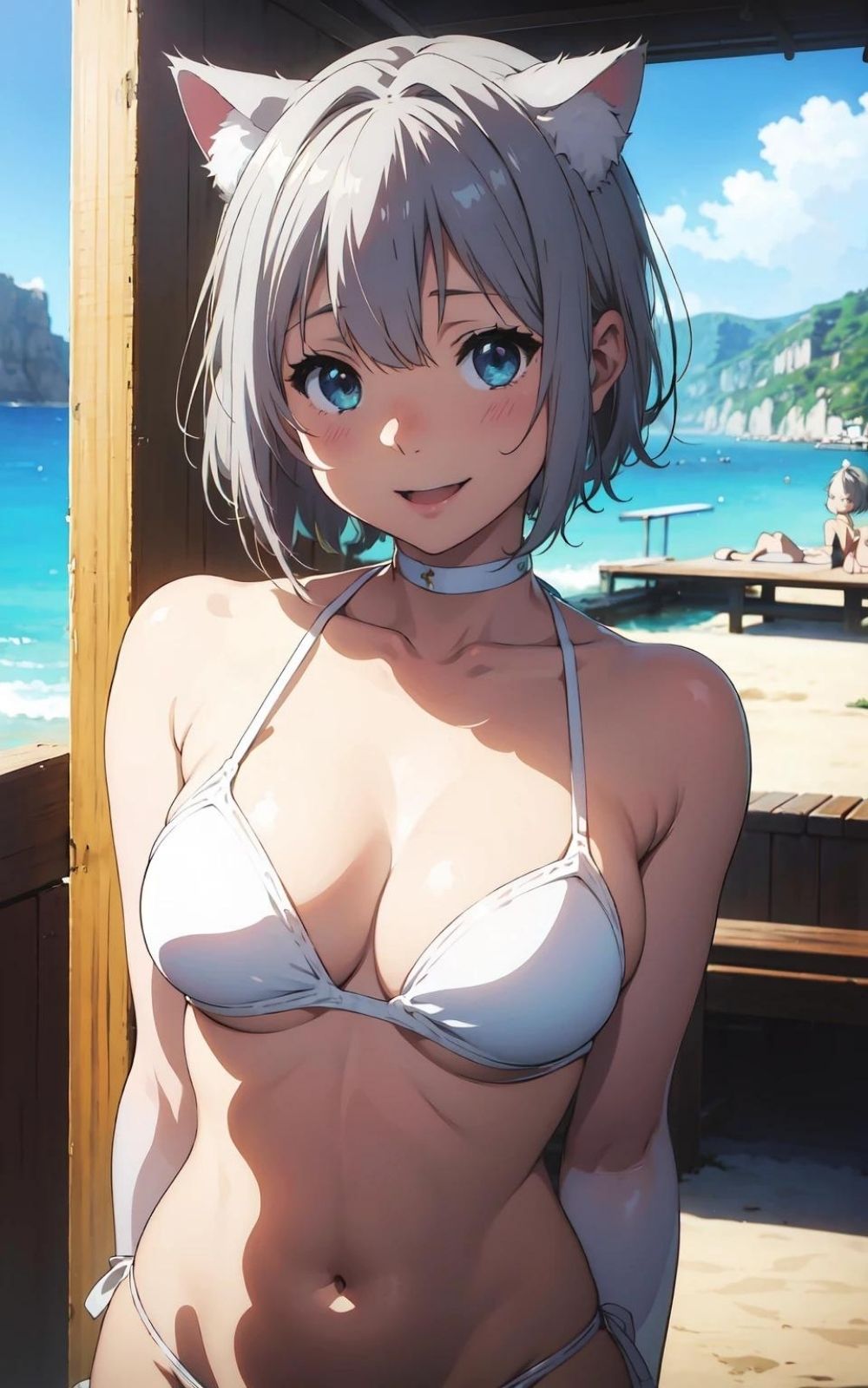 【AI×美少女】銀髪猫娘 中出し絵日記