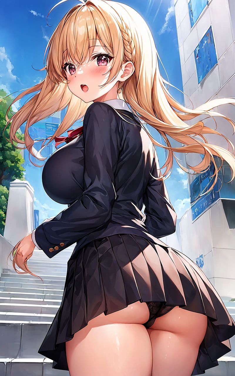かわいい制服女子の後ろ姿 AIイラスト集