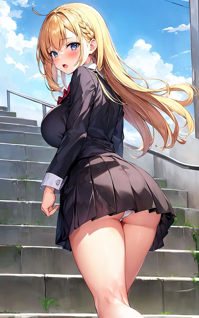かわいい制服女子の後ろ姿 AIイラスト集