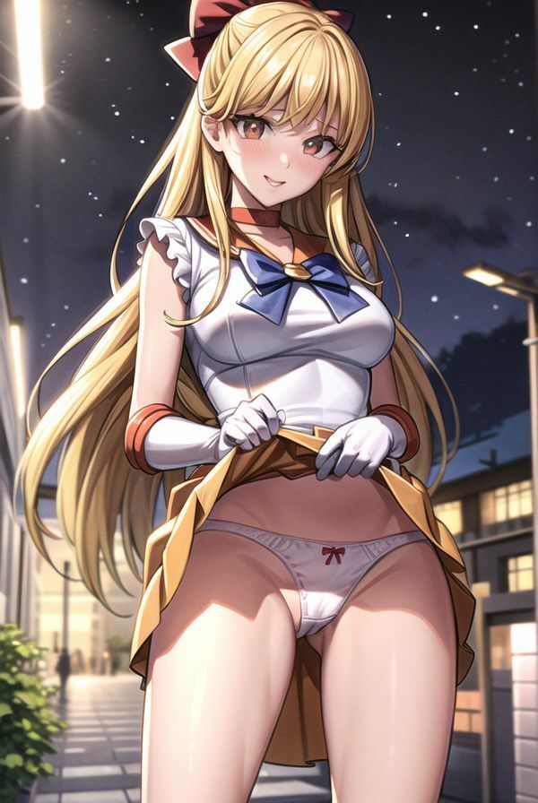 セーラー戦士のスカートたくしあげ