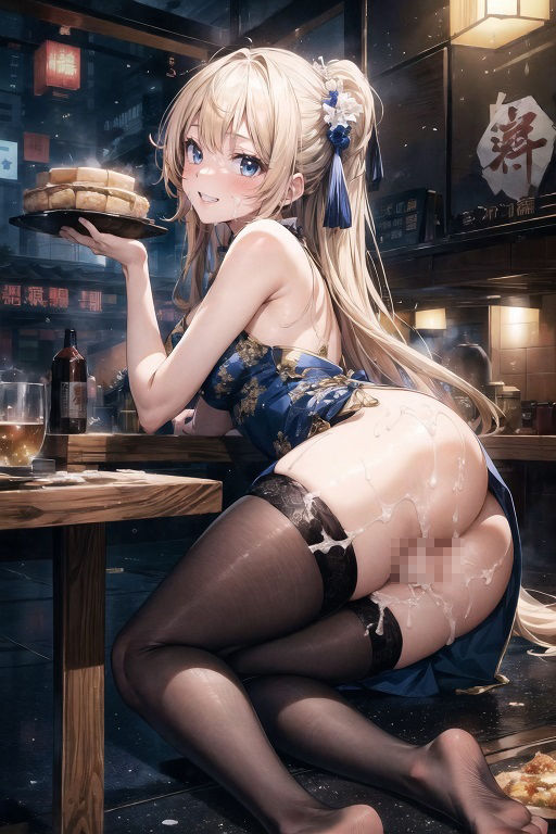 本場中華飯店の超美尻＆超美脚なチャイナドレス娘