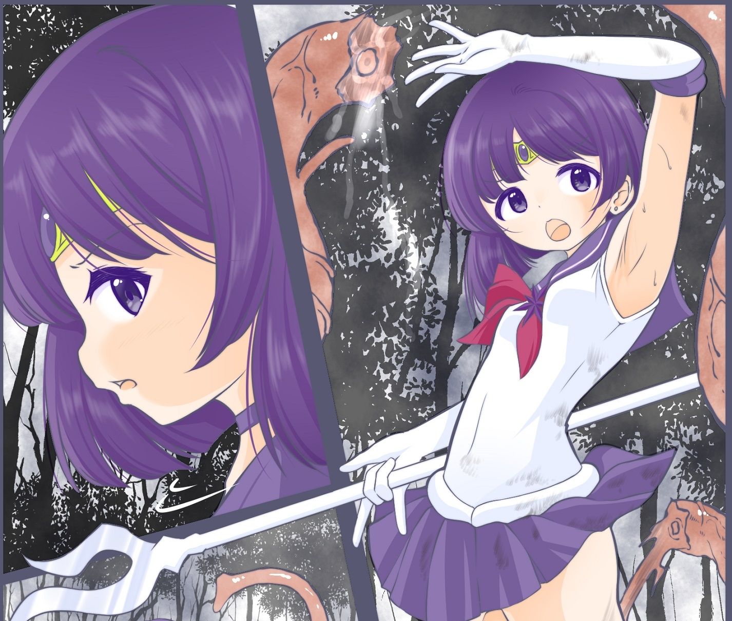 腹パンされ変身が解けた隙を突かれ膣から卵を植え付けられるセーラ〇サターン