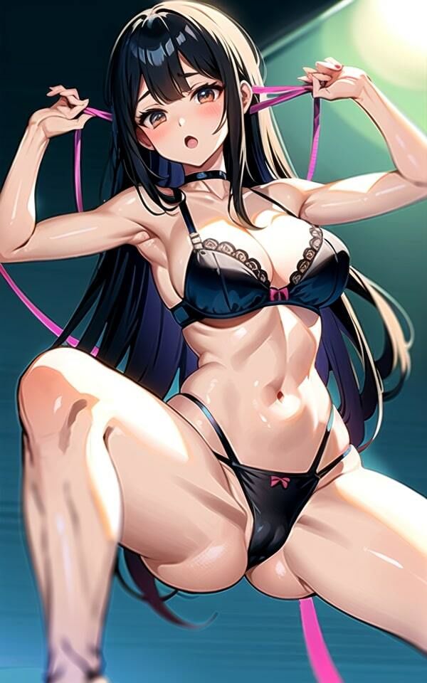 食い込む！新体操部員の濡れたレオタード