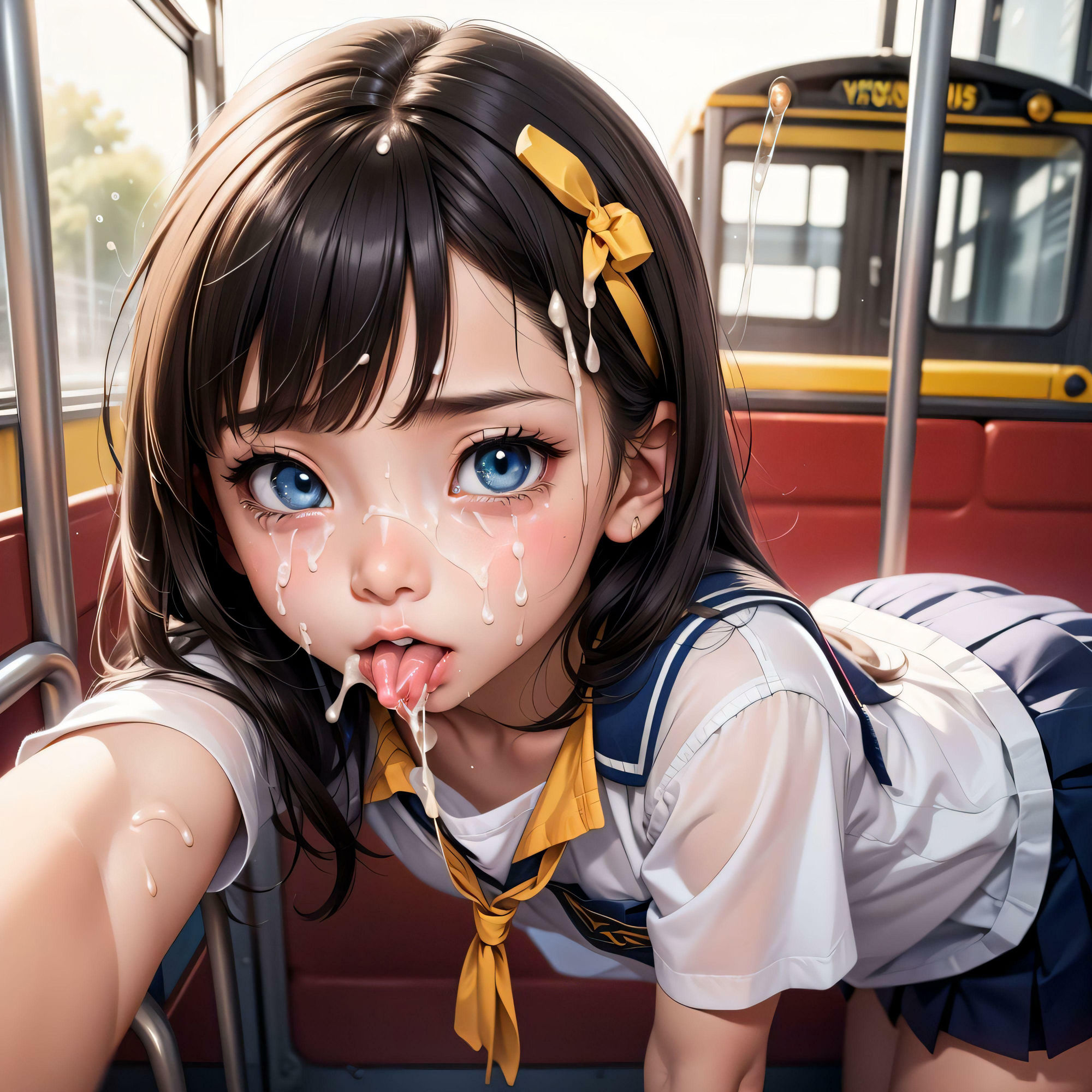 中出し専用登校バス