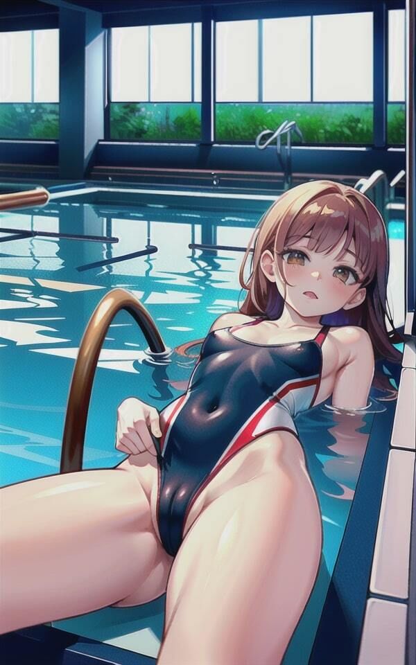 スク水女子たちの美乳美マン見せつけ