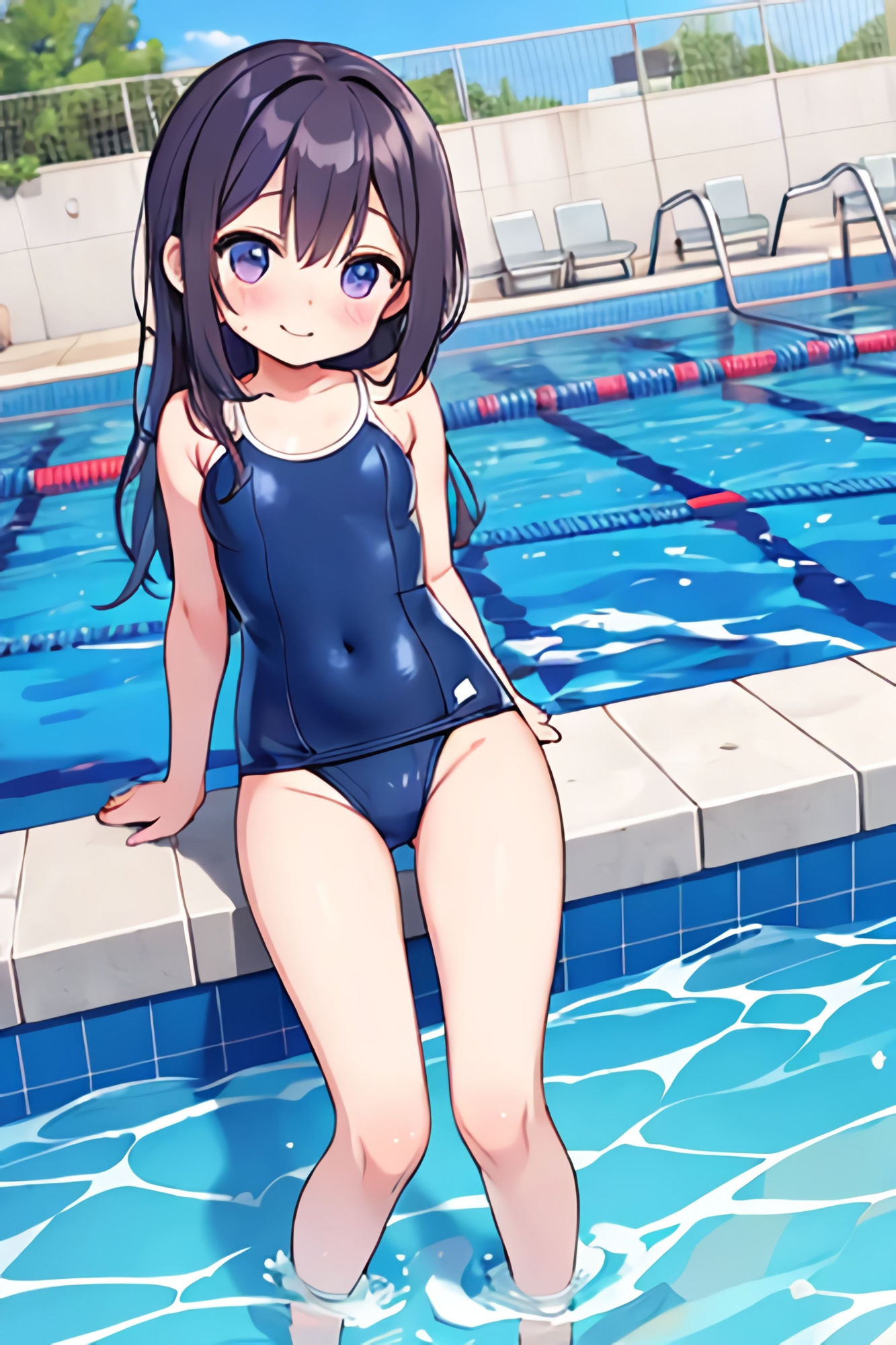 つるぺたスク水にいっぱい中出しした