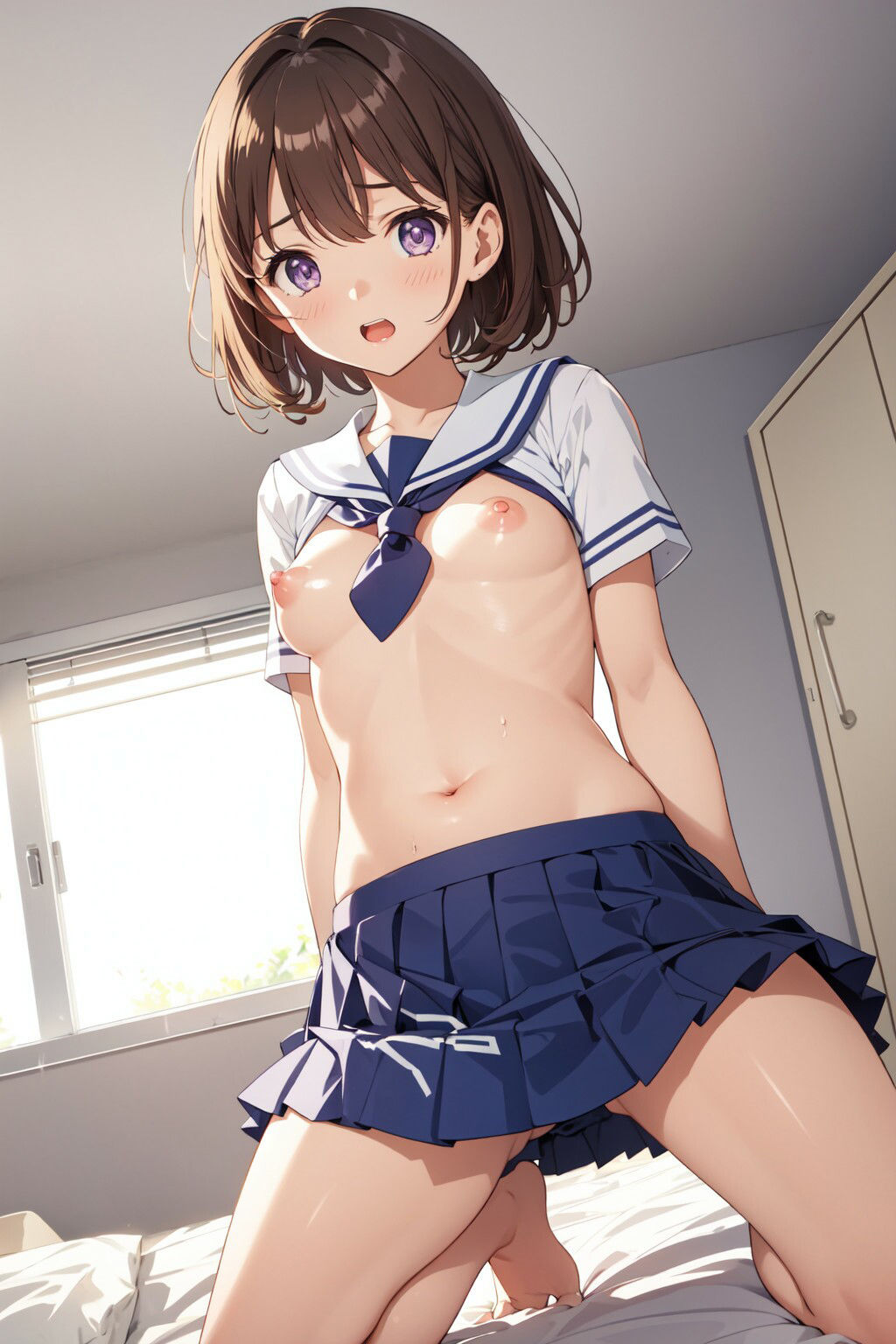 制服美少女のえっちな露出