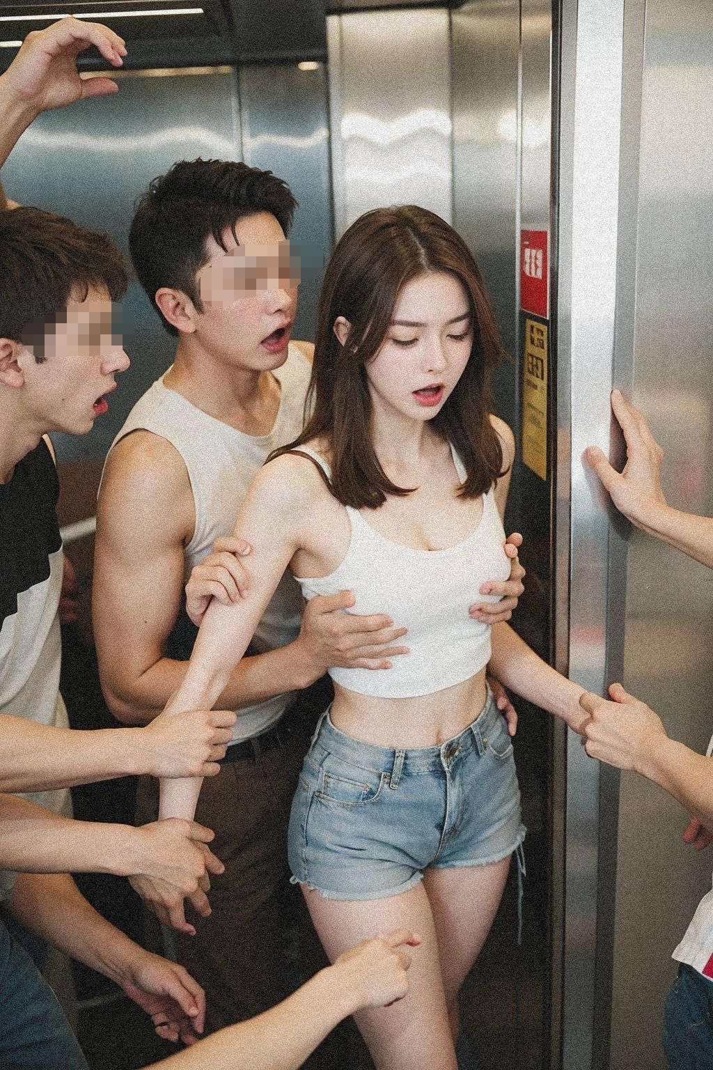 緊急停止中のエレベーター