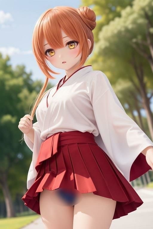 巫女のローアングルパンチラ