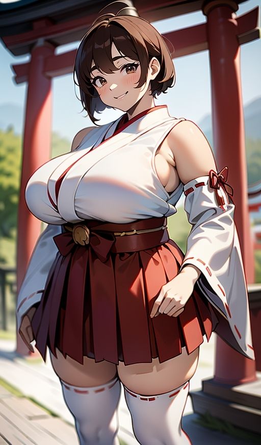 デカ乳むち巫女さんの神をも恐れぬ絶対領域！