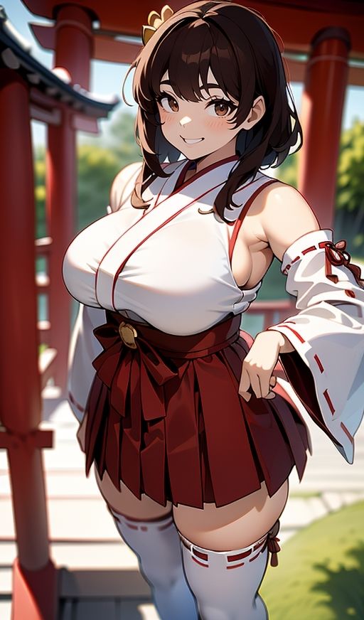 デカ乳むち巫女さんの神をも恐れぬ絶対領域！