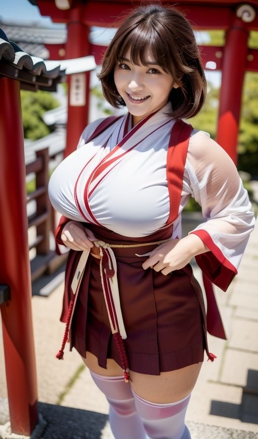 デカ乳むち巫女さんの神をも恐れぬ絶対領域！