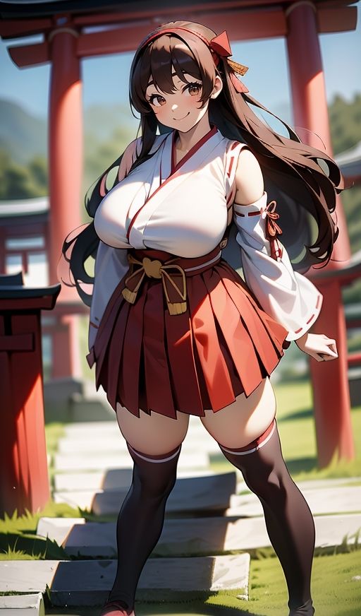 デカ乳むち巫女さんの神をも恐れぬ絶対領域！