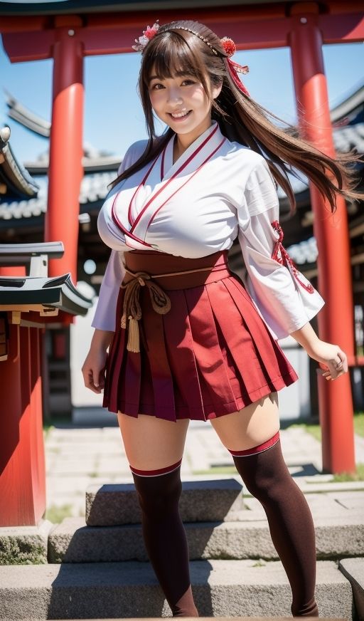 デカ乳むち巫女さんの神をも恐れぬ絶対領域！