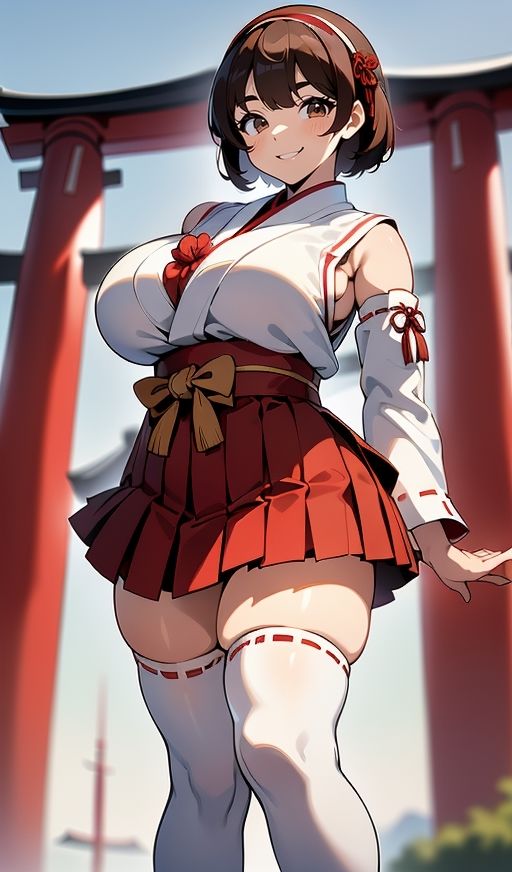 デカ乳むち巫女さんの神をも恐れぬ絶対領域！