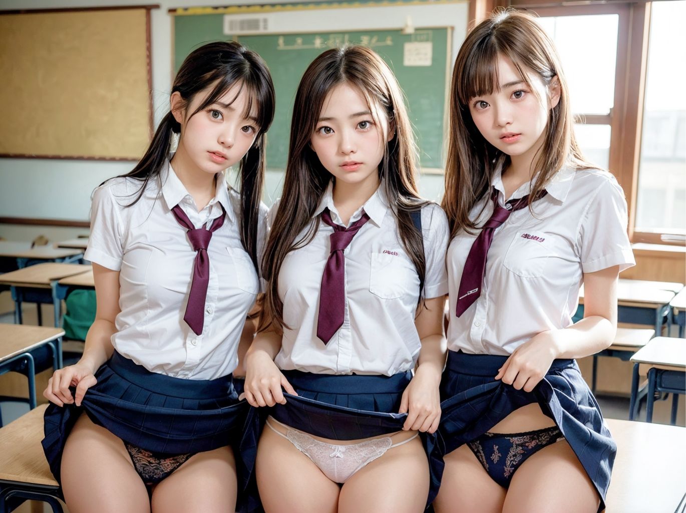 恥じらい女子校生ハーレム!教室で恥ずかしがりながらエッチしまくり!【超リアルCG集】