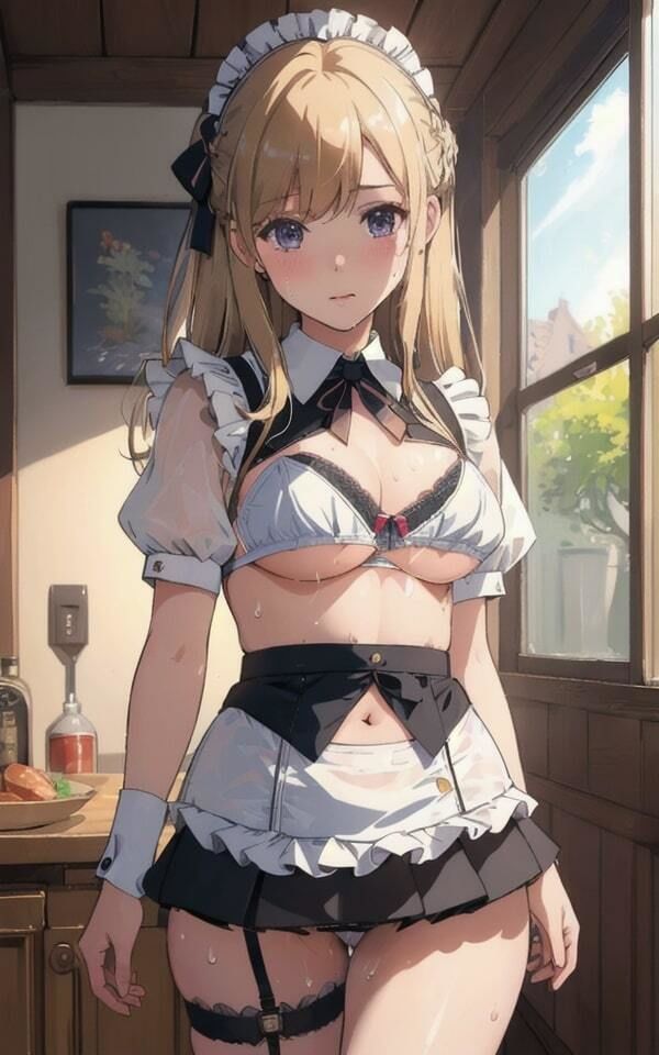 金髪美女 下着姿で誘惑 妄想メイド