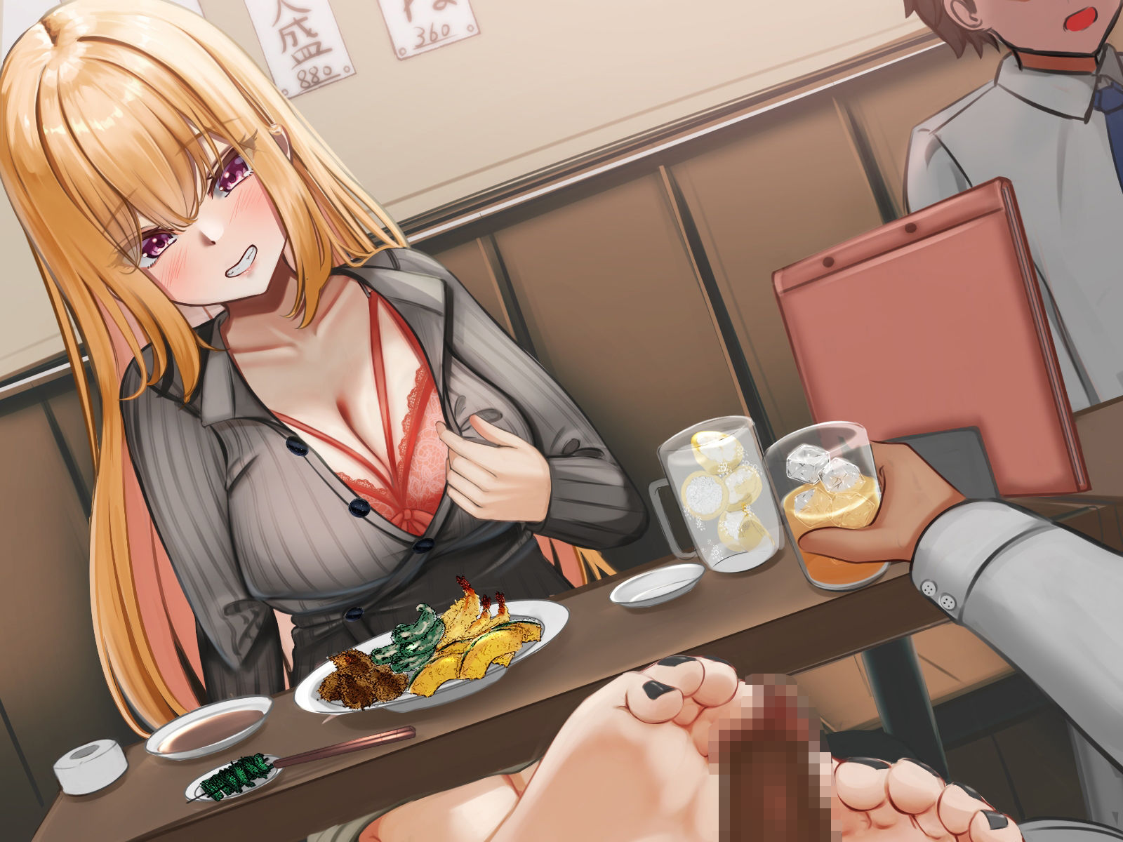 同窓会で再会した垢抜けJD元カノが机の下で足コキしてくる〜バレバレ勃起ちんぽ咥えてトイレでこっそり生中出しセックス〜