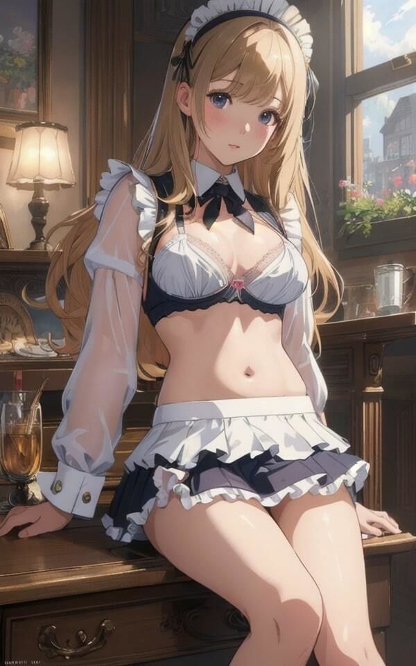 金髪メイド 下着で誘惑 美女の妄想