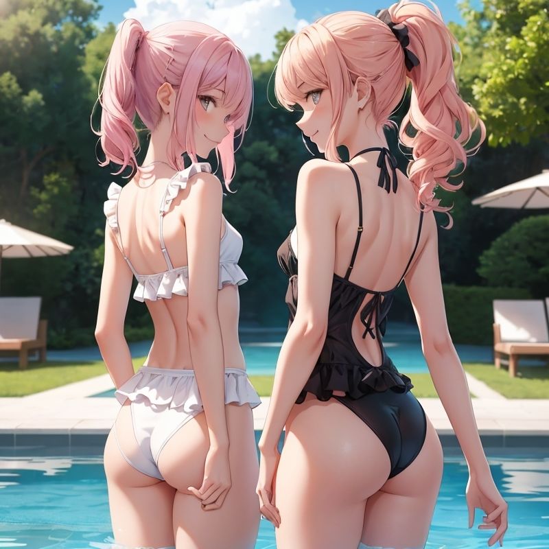 貧乳ふりふり水着ちゃんのおなにー