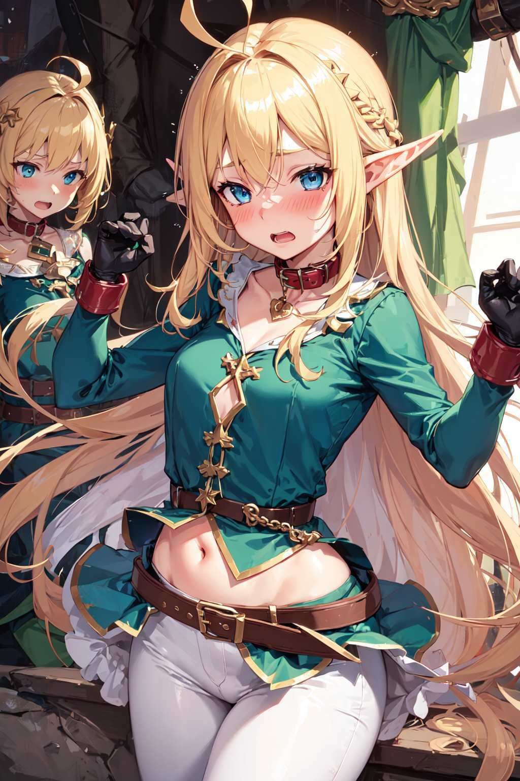 【微エロ】金髪ミニスカ貧乳エルフ（パンチラ・ミニスカ・首輪・敗北など）【総枚数208枚】