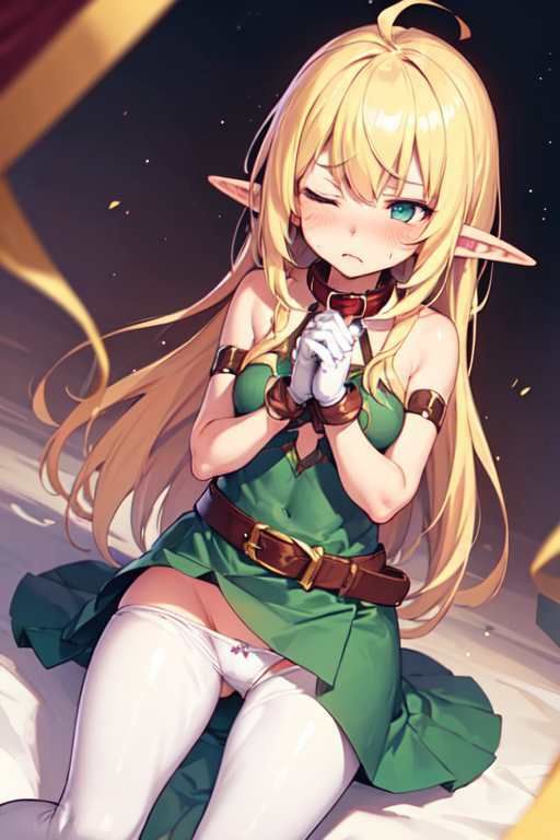 【微エロ】金髪ミニスカ貧乳エルフ（パンチラ・ミニスカ・首輪・敗北など）【総枚数208枚】