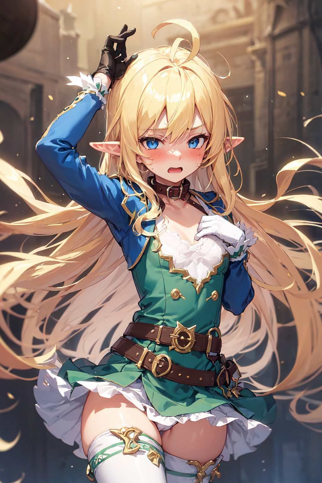 【微エロ】金髪ミニスカ貧乳エルフ（パンチラ・ミニスカ・首輪・敗北など）【総枚数208枚】