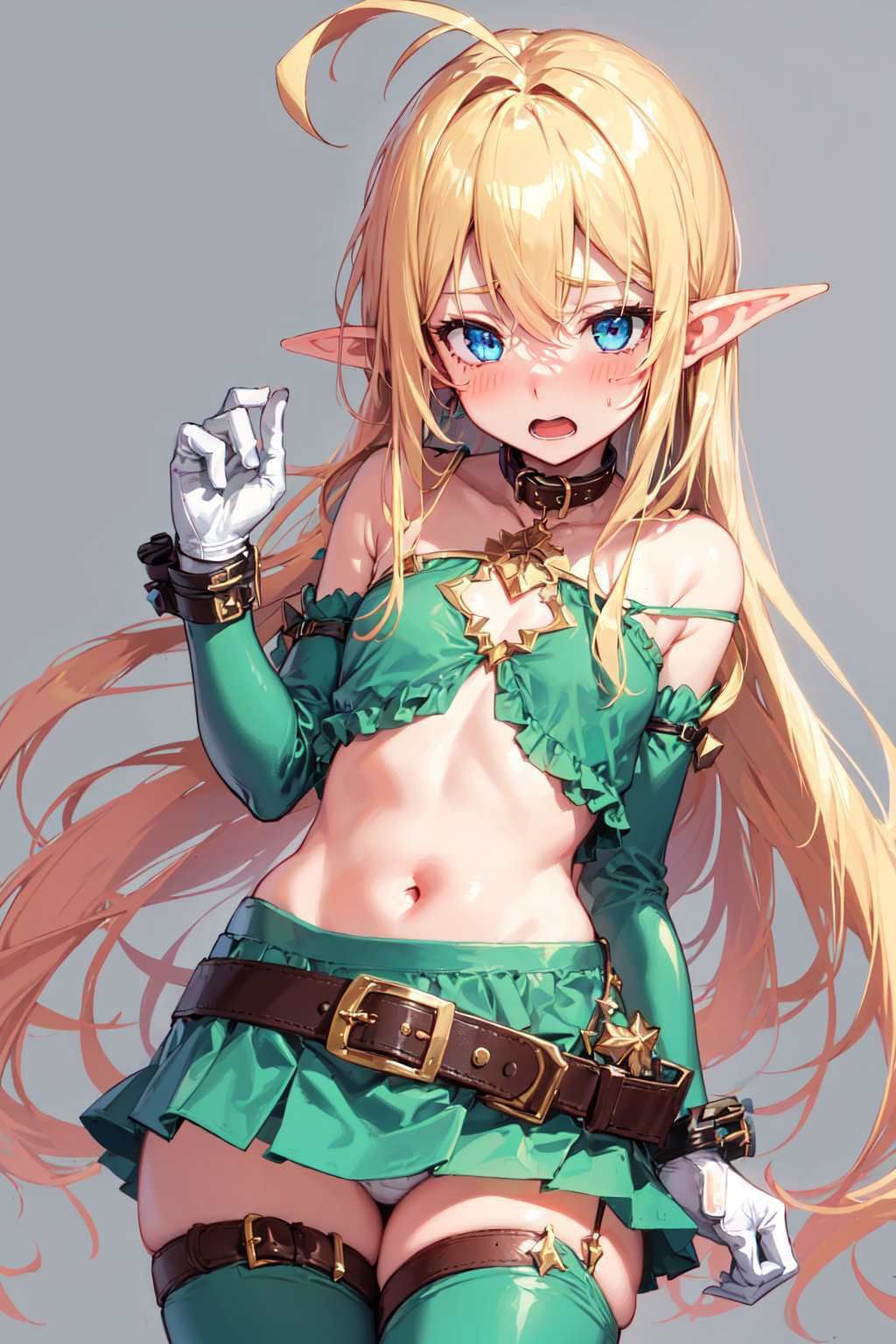 【微エロ】金髪ミニスカ貧乳エルフ（パンチラ・ミニスカ・首輪・敗北など）【総枚数208枚】