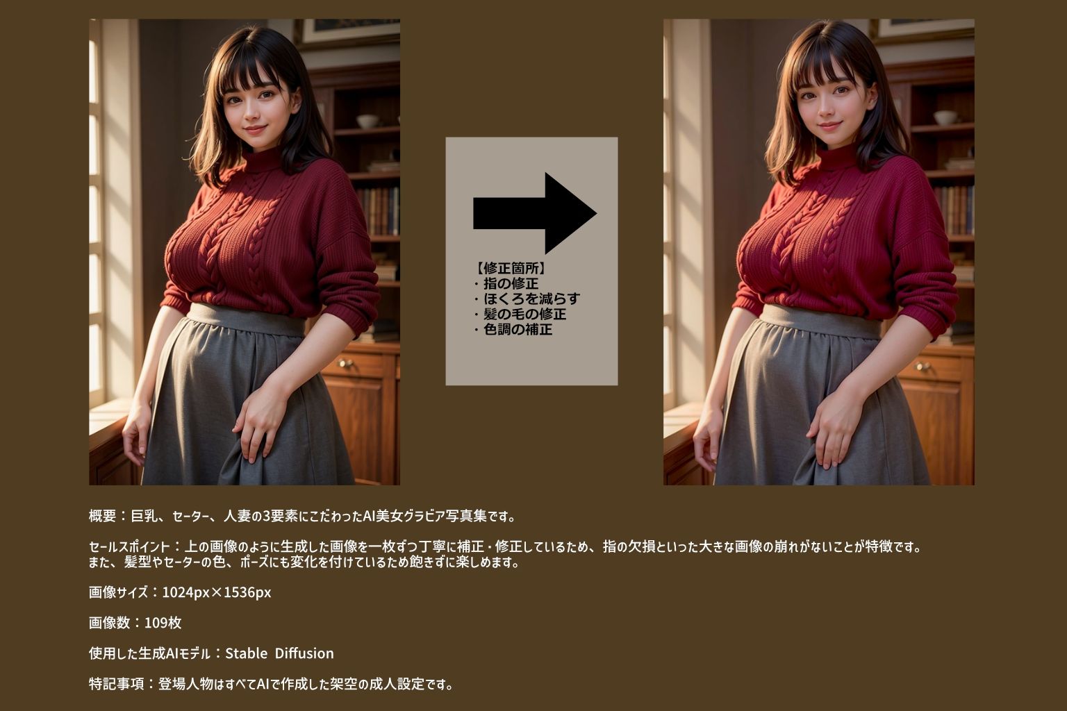 【109枚!】巨乳でセーター着た人妻は好きですか?【AI美女グラビア写真集】