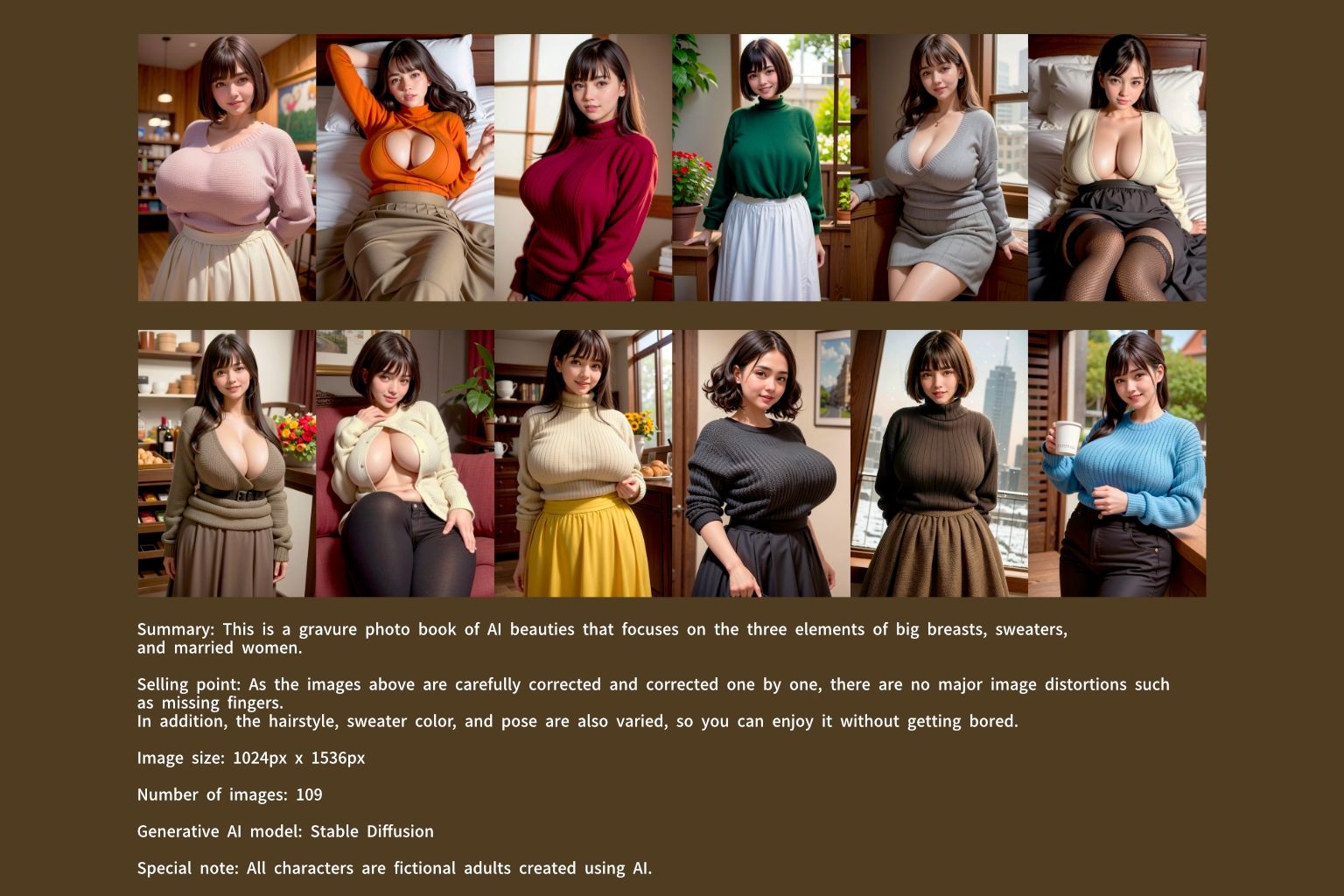 【109枚!】巨乳でセーター着た人妻は好きですか?【AI美女グラビア写真集】