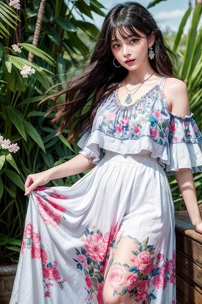 AI写真集 離島の花柄美女に誘われて