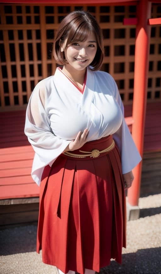 巨乳で清楚な巫女さんを剥いちゃいました!