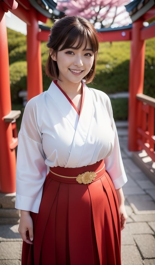 巨乳で清楚な巫女さんを剥いちゃいました!